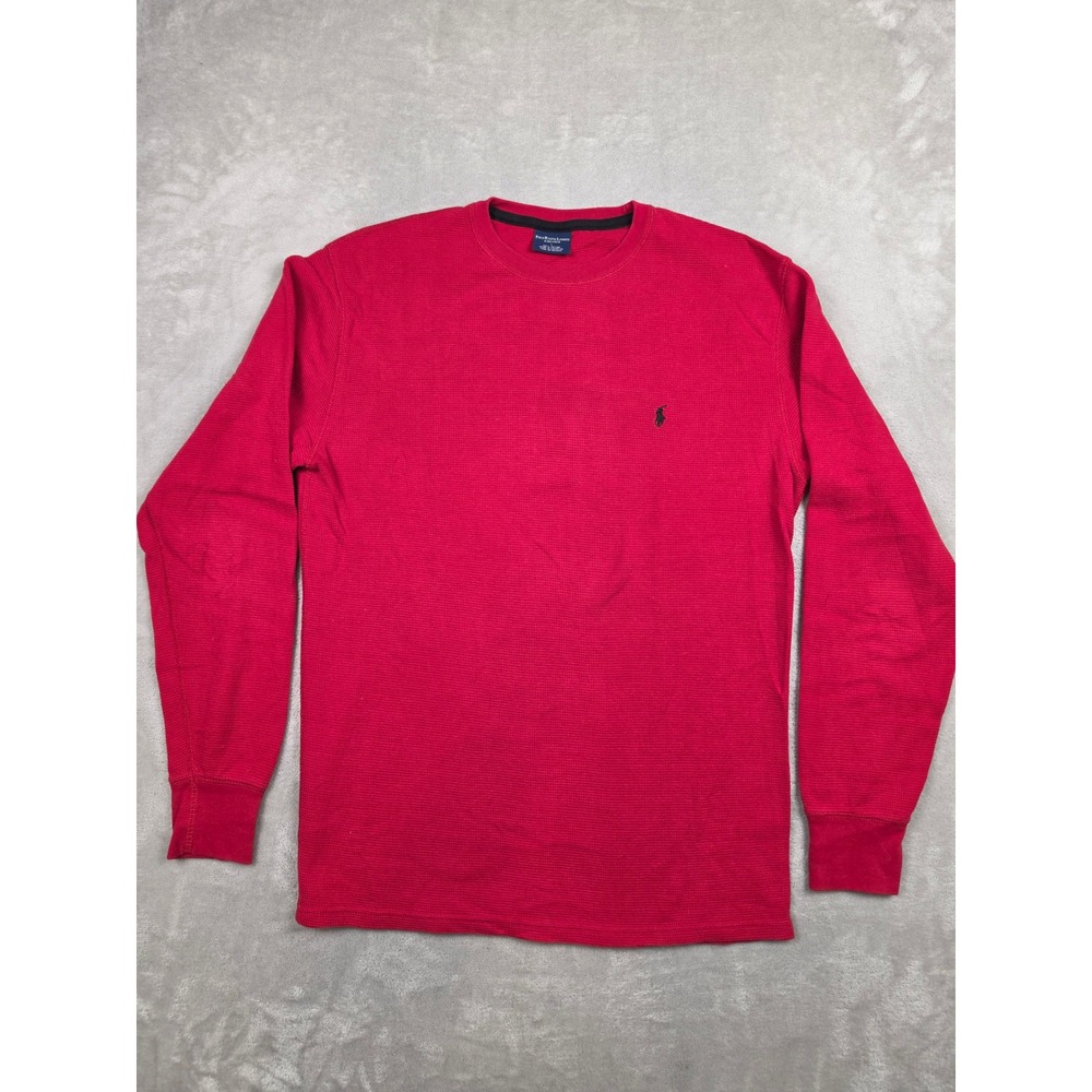 Polo Ralph Lauren Waffle Knit Thermal Shirt Men L Red Sleep Long Sleeve Crewneck